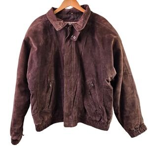 VTG Santa Fe Outback Suede Leather Quilted Insulation Full Zip Brown Jacket 2XL‎